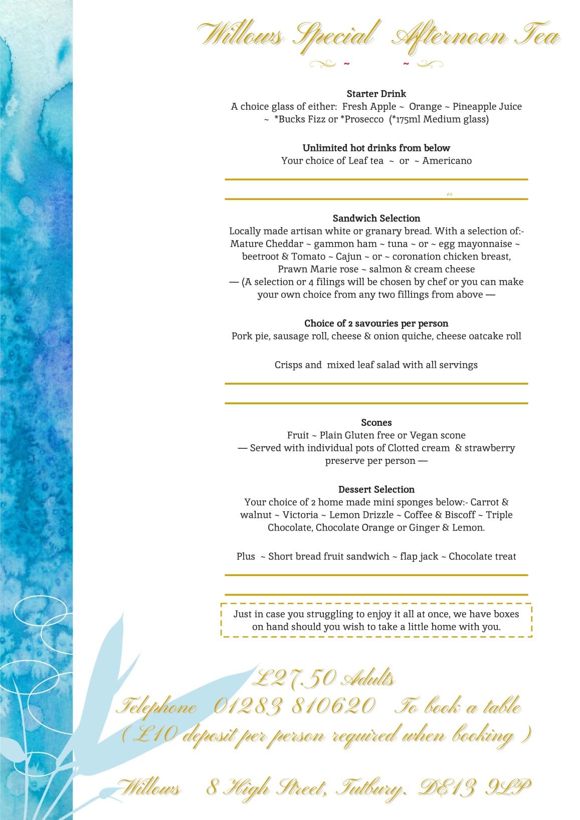 Willows Special Afternoon Tea